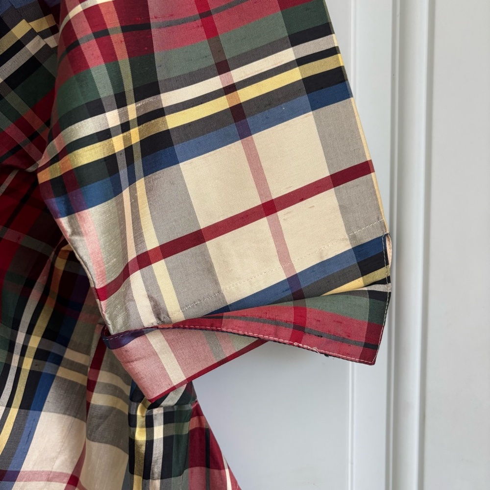 ❤️2/$15 or 3/$21❤️Coldwater Creek Plaid Silk Button-Up Blouse, Size PXL - Picture 5 of 14